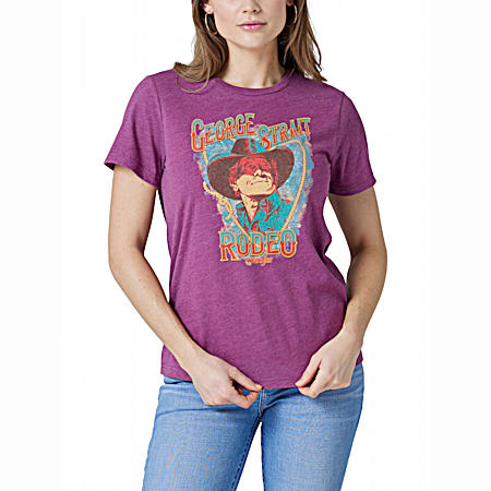 Women's Amaranth Heather George Strait Rodeo Short Sleeve Shirt