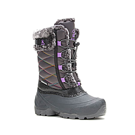 Kids' Charcoal/Orchid Star Winter Boots