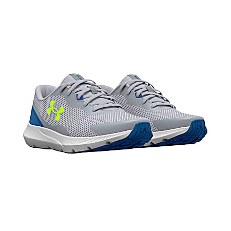 Under Armour Kids' GS Surge 3 Grey/Blue/Yellow Running Shoes