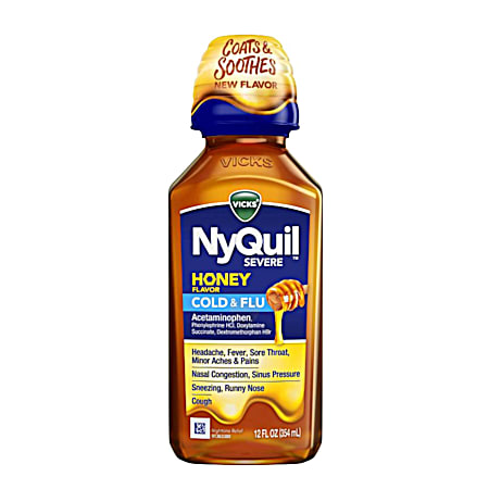 12 oz NyQuil SEVERE Honey Maximum Strength Cough, Cold & Flu Nighttime Relief Liquid