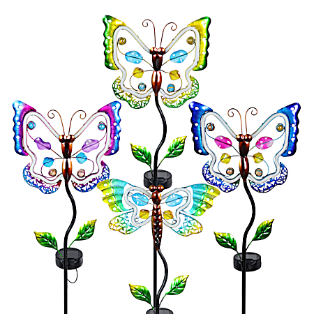 Metal Butterfly Solar Stake - Assorted