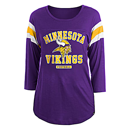 Women's Minnesota Vikings Team Graphic Crew Neck 3/4 Sleeve Tee