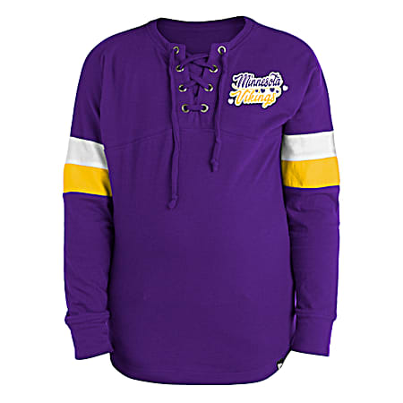 Girls' Minnesota Vikings Team Graphic Lace-Up Long Sleeve Pullover