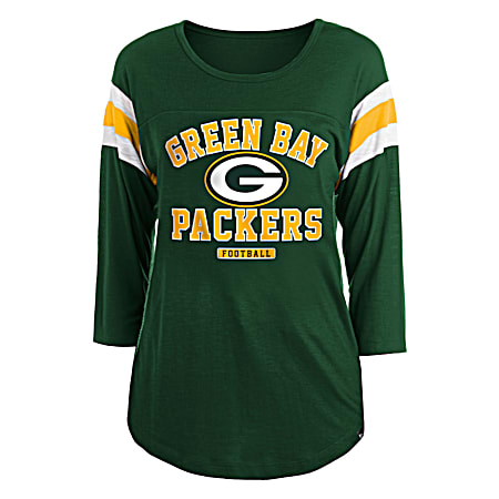 Women's Green Bay Packers Team Graphic Scoop Neck 3/4 Sleeve Tee