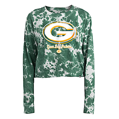 Women's Green Bay Packers Tie Dye Team Graphic Long Sleeve Cropped Hoodie