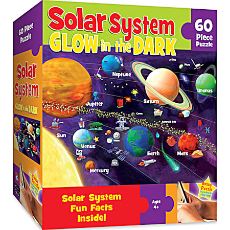USA Map & Solar System Glow in the Dark 60 Pc Puzzle - Assorted