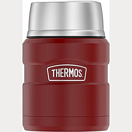 Thermos Stainless King Food Jar with Folding Spoon, Rustic Red, 16 Ounce