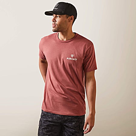 Men's Red Clay Heather Land Of The Free Short Sleeve Shirt
