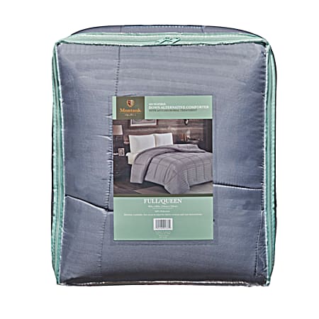 Full/Queen Microfiber Dobby Stripe Grey Down Alternative Comforter