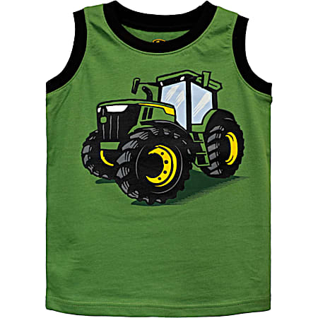 Toddler Green Tractor Tank Top