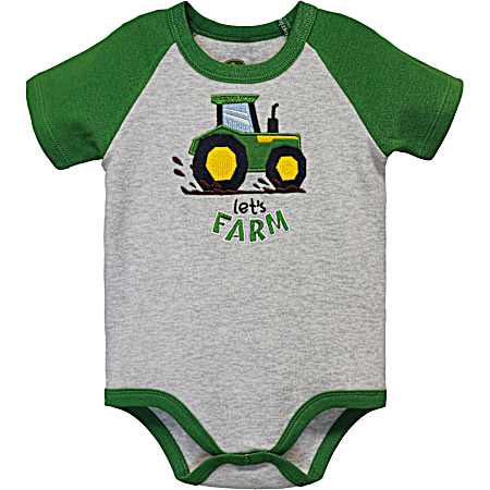 Infant Heather Gray Let's Farm Bodysuit
