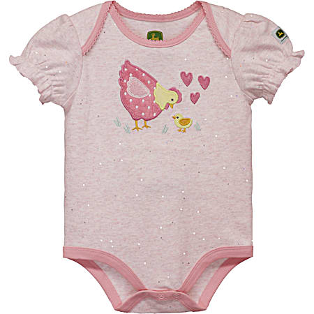 Infant Pink Glitter Chickens Bodysuit