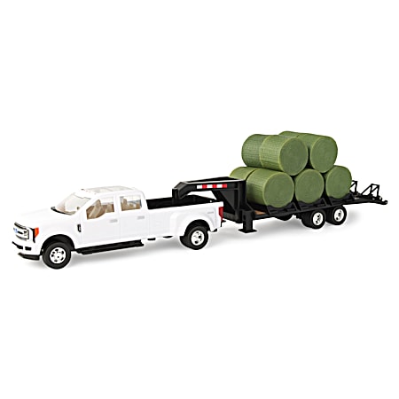 1/32 Scale Ford F-350 Pickup w/ Trailer & Hay Bales