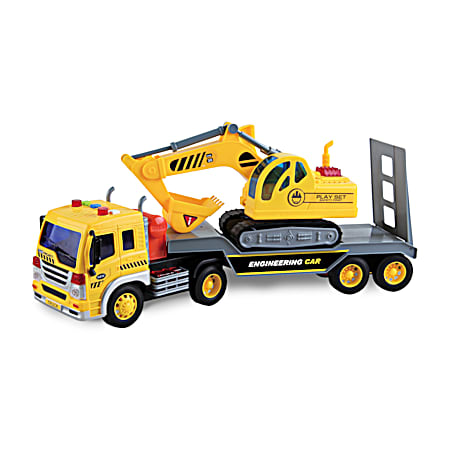 1:16 Scale Realistic Action Trucks Long Haul Excavator Transport