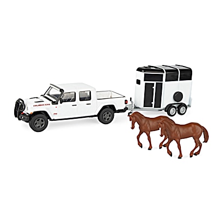 1/32 Jeep Gladiator Rubicon w/ Horse Trailer & Horses