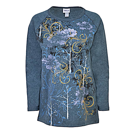 Women's Charcoal Heather Floral Scroll Raglan Sweatshirt