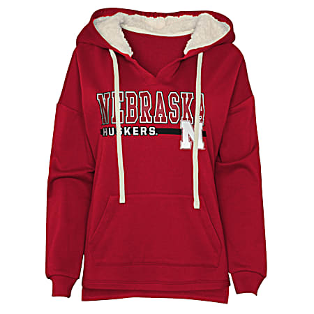 Girls' Nebraska Cornhuskers Red Team Graphic Fleece Pullover Hoodie