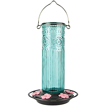 28 oz Antique Glass Gravity Hummingbird Feeder