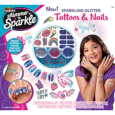 Sparkling Glitter Tattoos & Nails