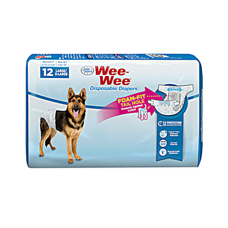 Wee-Wee Large/Xtra Large Disposable Diapers - 12 Pk