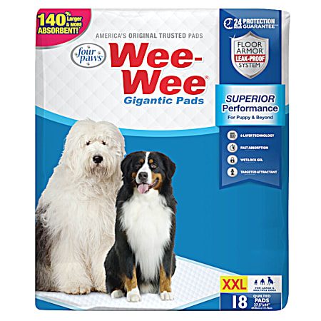 Wee-Wee Gigantic Quilted Dog Pads - 18 Ct
