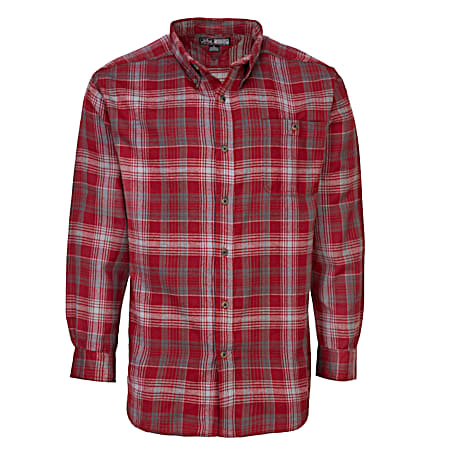 Men's Plaid Flannel Button Front Long Sleeve Shirt