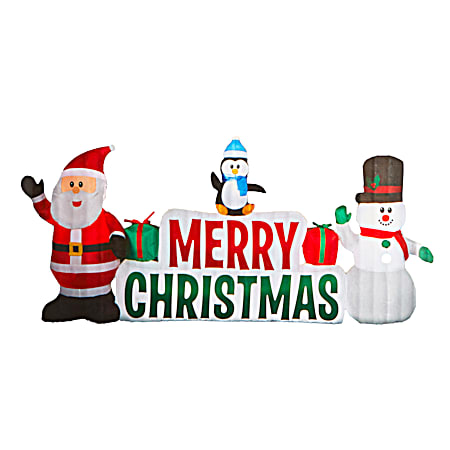 Large Airblown-Santa & Merry Christmas Sign Scene Inflatable