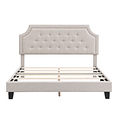 Queen Grey Chenille Upholstered Bed Frame
