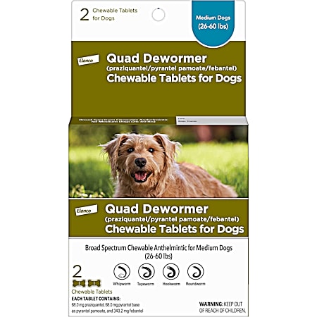 68 mg Medium Dogs Quad Dewormer - 2 Pk