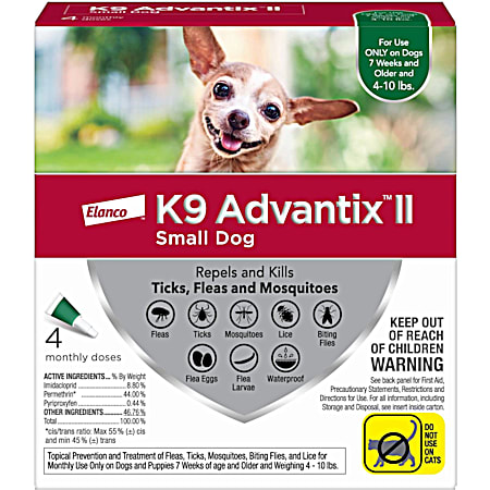 K9 Advantix II Small Dogs 4 - 10 lbs Flea & Tick Control