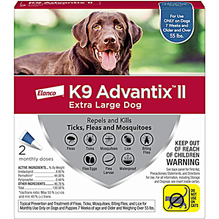 Extra Large Dogs 55 lbs & up Flea & Tick Control - 2 Pk