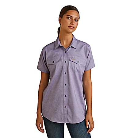 Women's Corsican Blue Heather VentTEK Short Sleeve Work Shirt