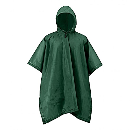 Adult Green XT Hooded Rain Poncho