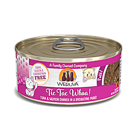 5.5 oz Classic Cat Paté Tic Tac Whoa! Tuna & Salmon Dinner in a Hydrating Purée