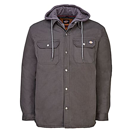 Men's Snap Front Long Sleeve Quilt Lined Duck Shirt/Jacket w/Hood