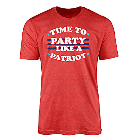 Men's Heather Red Party Time America Short Sleeve Shirt