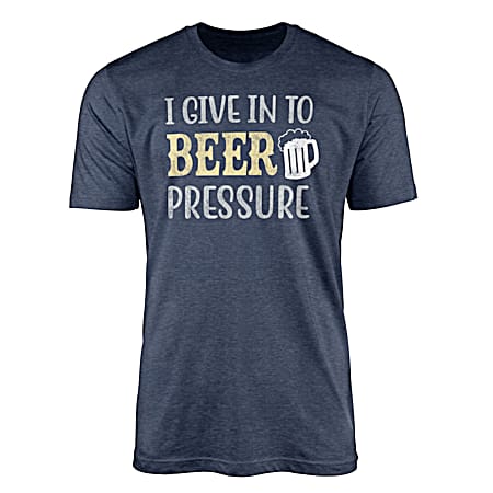 Men's Heather Navy Beer Pressure Short Sleeve Shirt