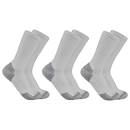 Men's Grey All-Season Cotton Crew Sock - 3 Pk