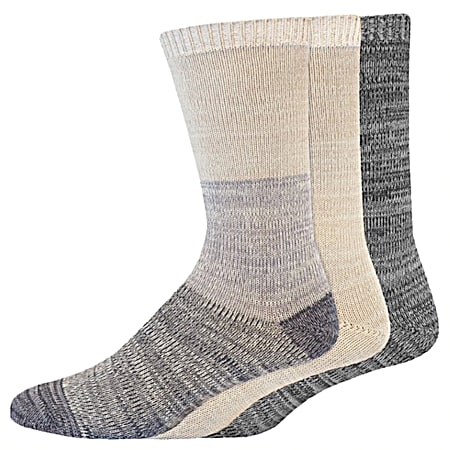 Ladies' Grey/Oatmeal Soft Marl Colorblock Crew Socks - Assorted, 3 Pk