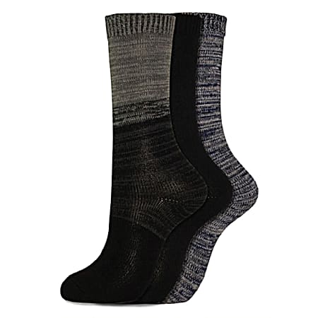 Ladies' Grey/Black Soft Marl Colorblock Crew Socks - Assorted, 3 Pk