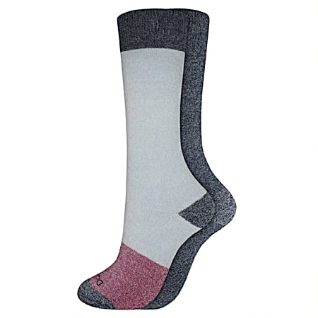 Ladies' Light Blue Charcoal Brushed Thermal Crew Socks - Assorted, 2 Pk
