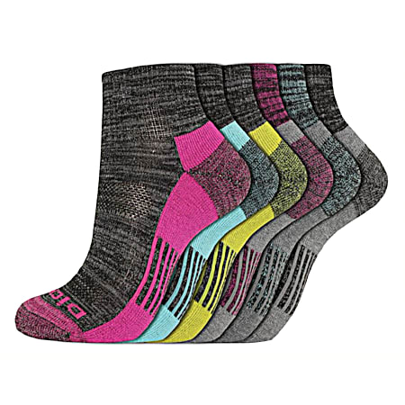 Ladies' Dri-Tech Black Quarter Socks - Assorted, 6 Pk