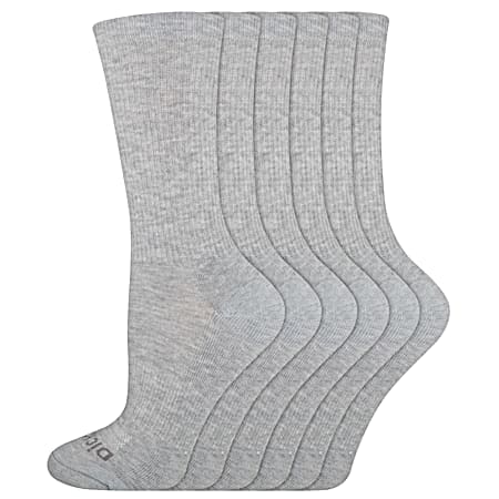 Ladies' Dri-Tech Comfort White Crew Socks - 6 Pk