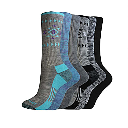 Ladies' Dri-Tech Fashion Aztec Crew Socks Assorted - 6 Pk
