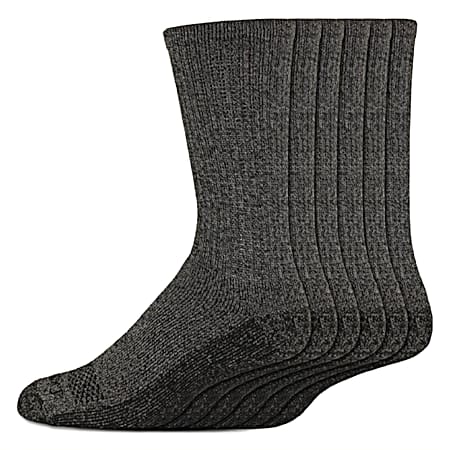 Men's Dri-Tech Black Marl Crew Socks  - 6 Pk