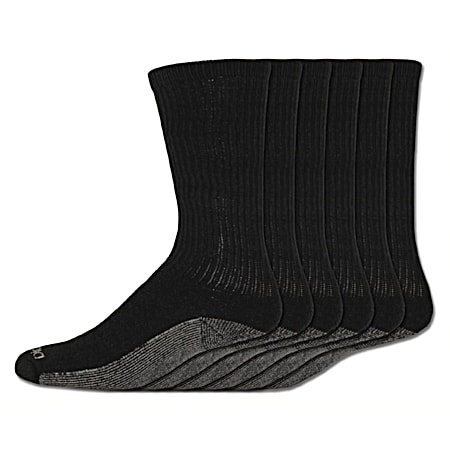 Men's Dri-Tech Black Boot Crew Socks  - 6 Pk