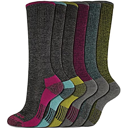 Ladies' Dri-Tech Black Boot Socks Assorted - 6 Pk