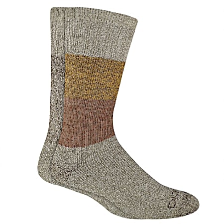 Men's Khaki Pattern Charcoal Brushed Thermal Crew Socks - Assorted, 2 Pk