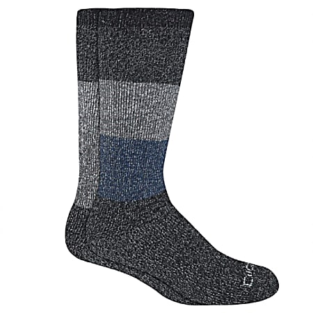 Men's Black Pattern Charcoal Brushed Thermal Crew Socks - Assorted, 2 Pk