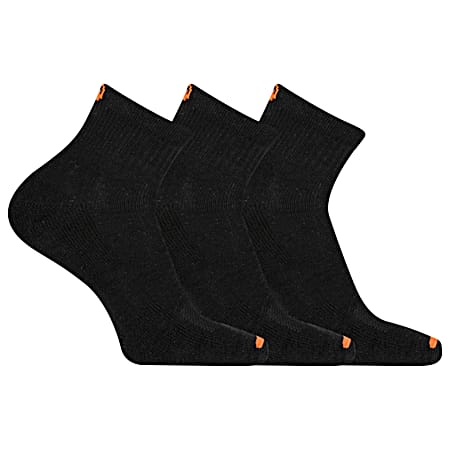 Men's Black Performance Cushioned Ankle Quarter Socks - 3 Pk